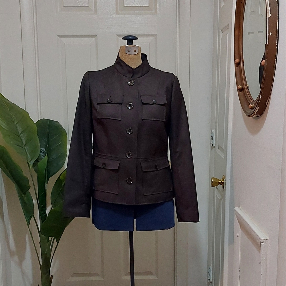 Kenneth Cole New York Chocolate Safari Blazer Size 6/8 - Picture 2 of 8